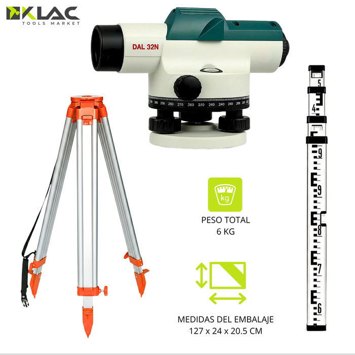 Nivel Topográfico 32x Profesional Trípode con Mira
