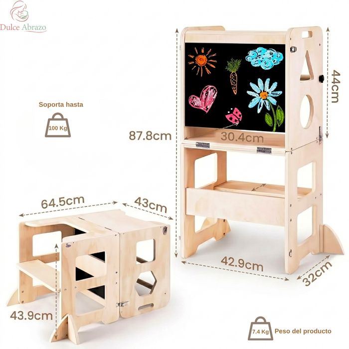Torre De Aprendizaje Montessori Tablero Infantil 3 En 1