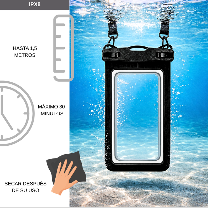 Funda Impermeable Celular Universal Protector De Teléfono Negro
