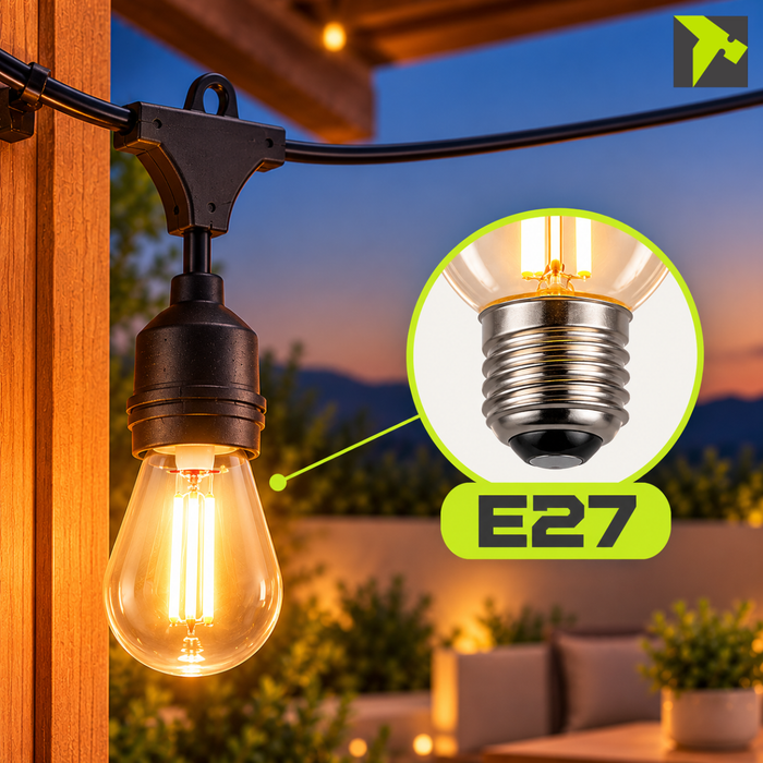 Guirnalda Led Solar 10 Metros 10 Ampolletas Vintage Exterior
