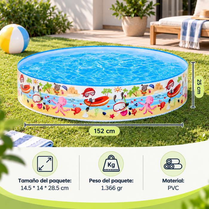 Piscina Redonda Pileta Para Niños 152 X 25 Cm Azul Claro