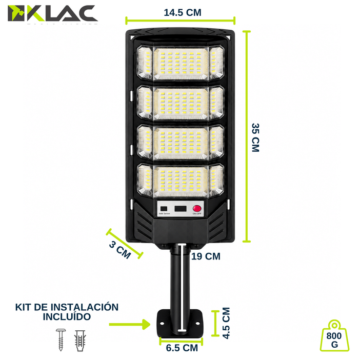 Foco Solar Led Exterior Sensor Control Remoto Ip67