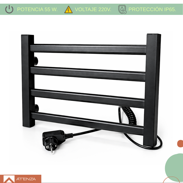 Toallero Eléctrico Baño Secador De Toallas 55w Acero Negro