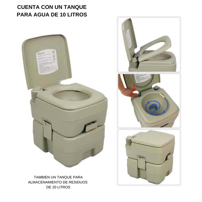 Pack Baño Químico Portátil 20lt Ducha Camping 40lt Líquido Gris
