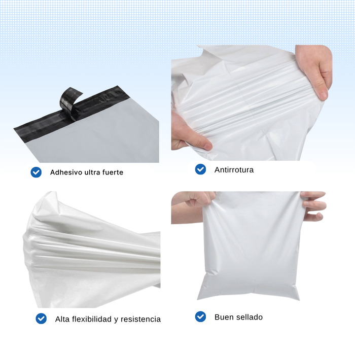 Pack 100 Bolsas Embalajes Courier Sobre Autoadhesivo 80x80cm Blanco Opaco