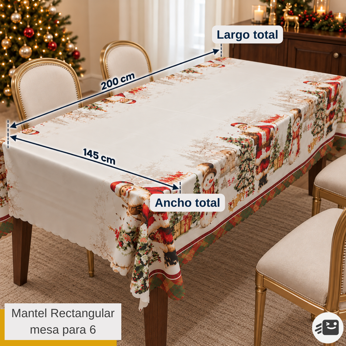 Mantel Navideño Mesa Decoración Navidad 145x200cm Fiestas