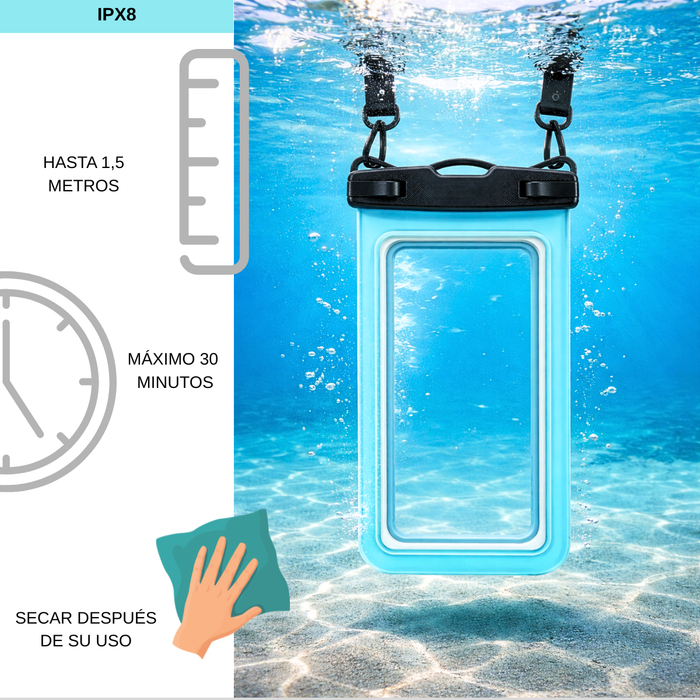 Funda Impermeable Celular Universal Protector De Teléfono Azul Turquesa