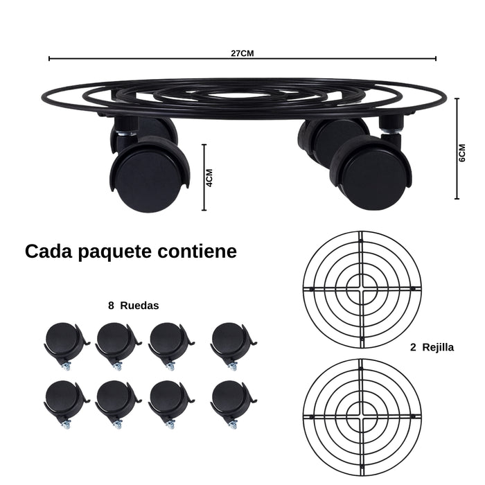 2 Soportes De Base De Maceta De Metal Con Ruedas