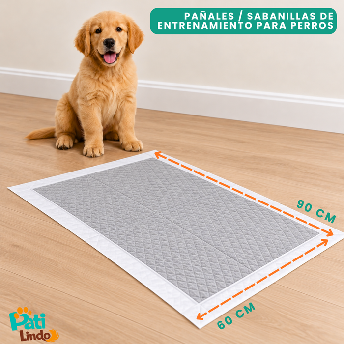 40 Pañales Sabanillas Absorbentes Para Mascotas Carbón 60x90