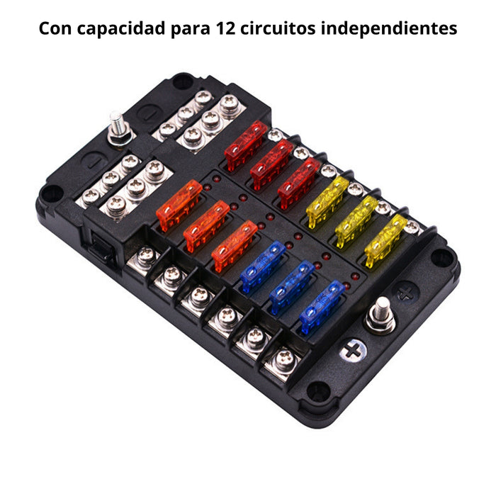 Bloque De Fusibles De 12 Vías Ato/atc Con Indicador Led