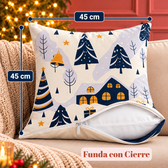 Pack 4 Fundas Cojín Navideñas 45x45 Cm Decorativas Navidad INVIERNO