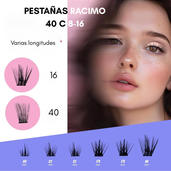 Kit Pestañas Racimo 40 C 8-16 Mm Extensiones Cluster Punto