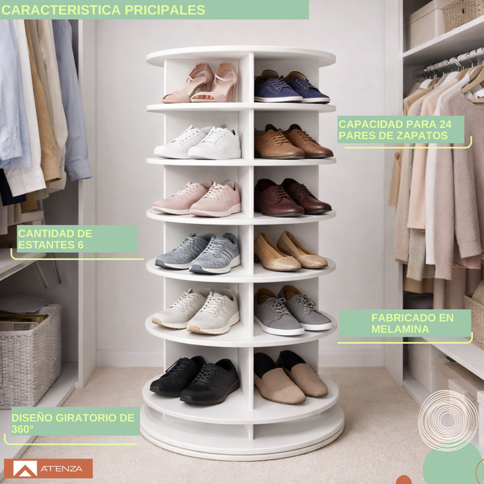 Organizador Zapatero Giratorio 360° Estante Repisa 6 Niveles