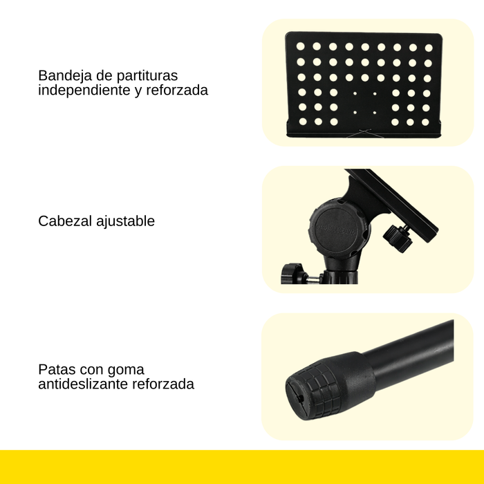 Atril Partitura Plegable Altura Regulable Portátil Con Bolso Negro
