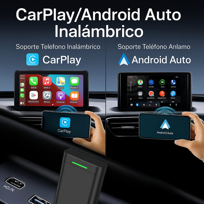 Carplay Inalambrico Adaptador Mini 2en1 iPhone Android Auto