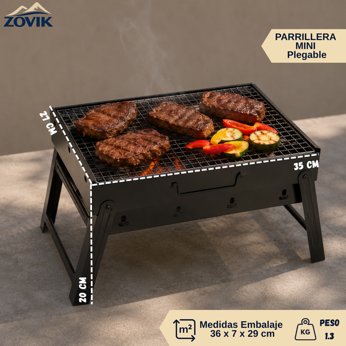 Mini Parrillera Plegable A Carbón Portátil 35x27x20cm Asados