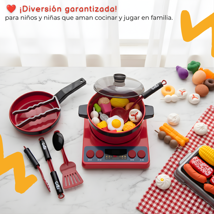 Set De Cocina De Juguete 61pcs Niños Juego De Mini Chef Rojo
