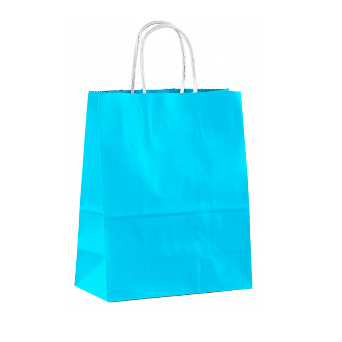 12 Bolsas De Papel Kraft Con Asa 15x21x16cm Colores Liso