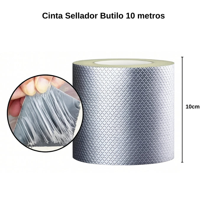 Cinta Sellador Butilo Techo Gotera Impermeable 100mm X 10m