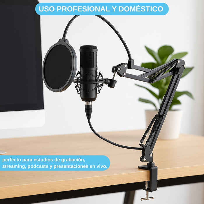 Kit Profesional Brazo Microfono Antipop Soporte Araña Studio