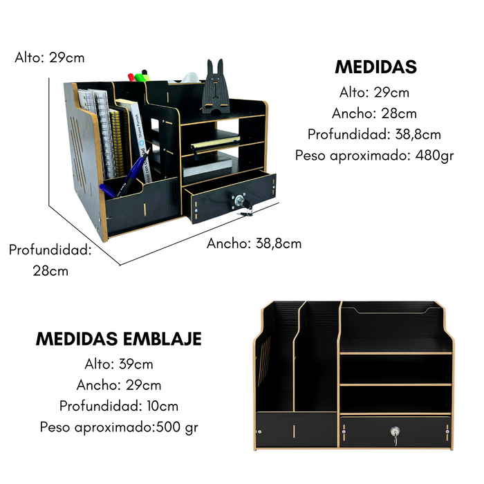 Organizador De Lápices Plumones Escritorio Oficina Con Llave