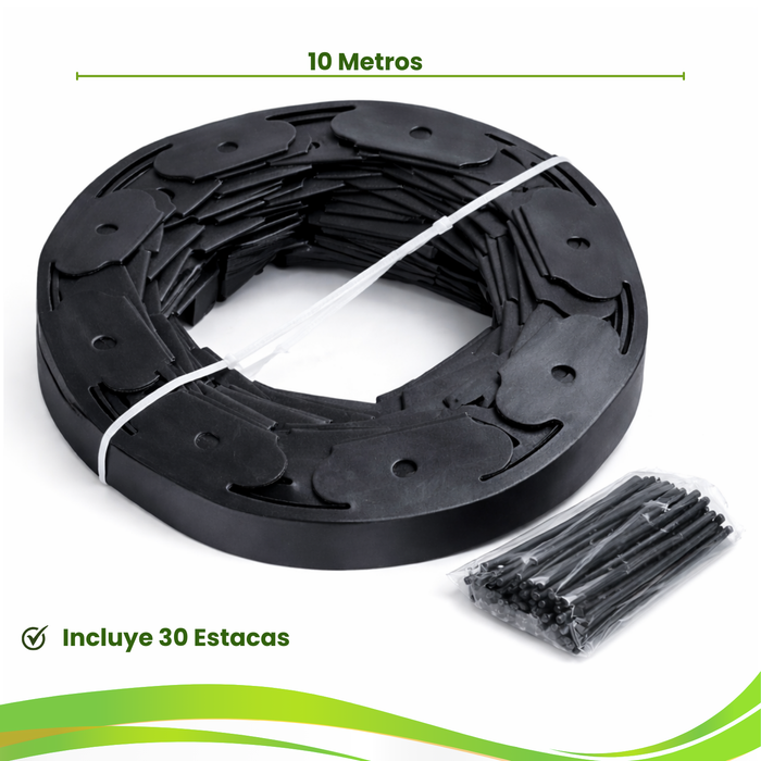 Limitador De Jardín Borde Separador Flexible Césped 10m Negro