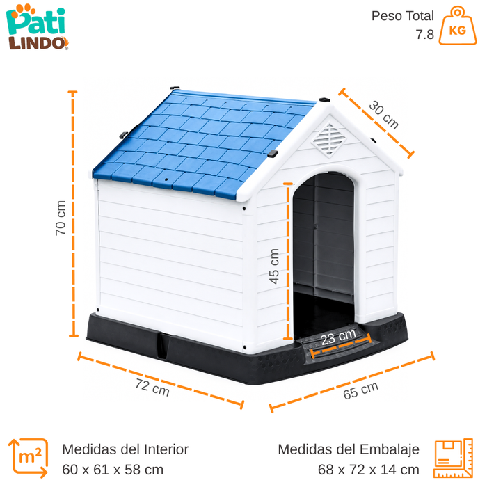 Casa Para Perro Mediano Exterior Resistente Impermeable