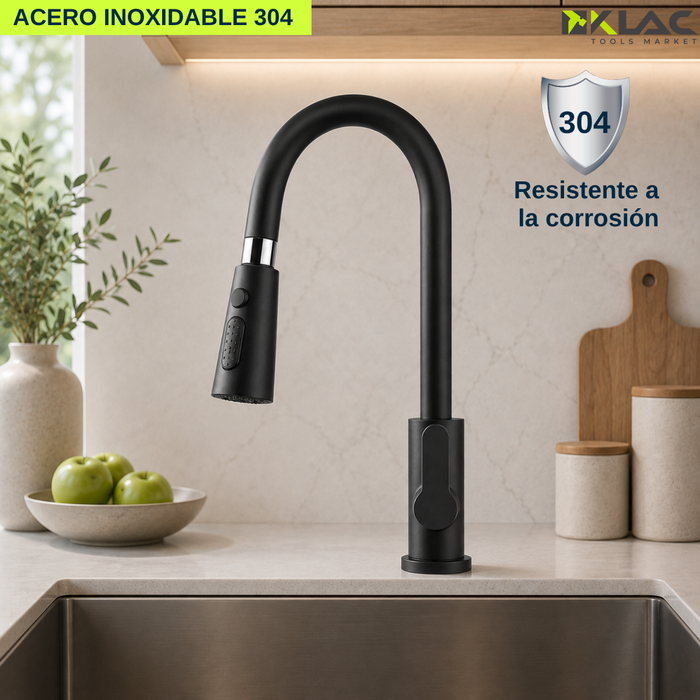 Llave Lavaplatos Cocina Monomando Cabezal Extraíble Flexible
