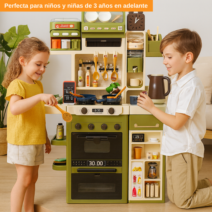 Cocina De Juguete Grande 122cm Niños Kitchen Con 71 Piezas Verde