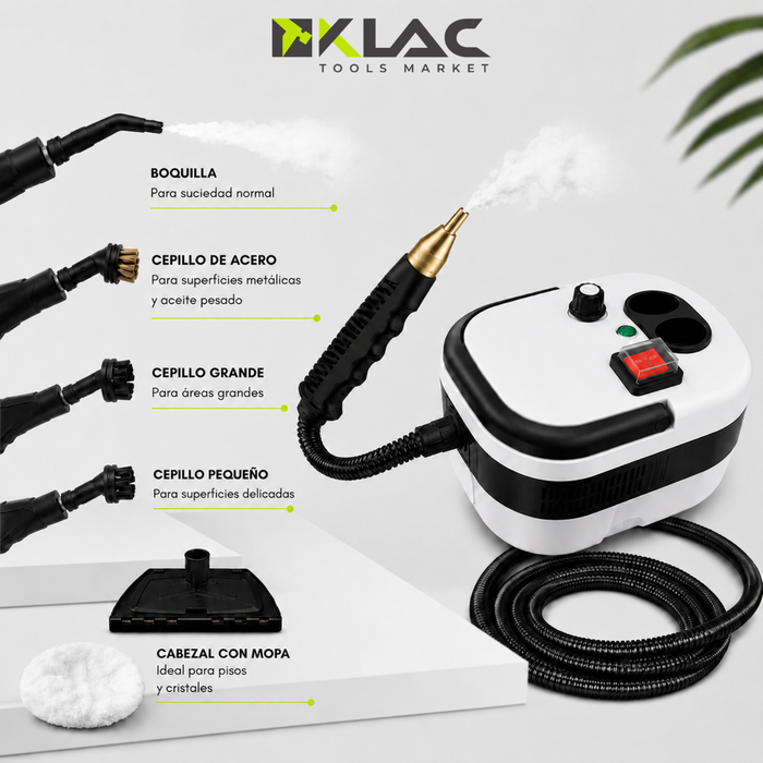 Limpiador Vapor Manual Alta Potencia Multiuso Portátil 4 Pzs