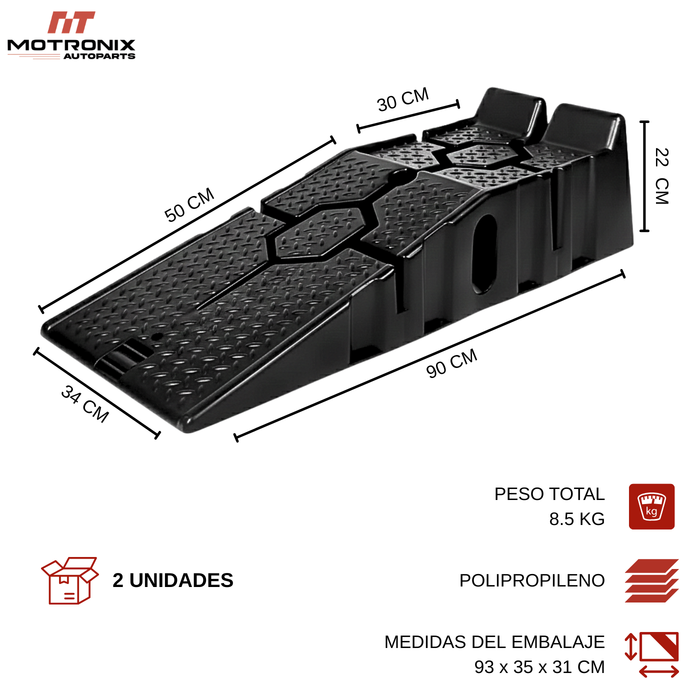 Rampas Auto Camioneta Carga 3000kg Antideslizante Taller Negro