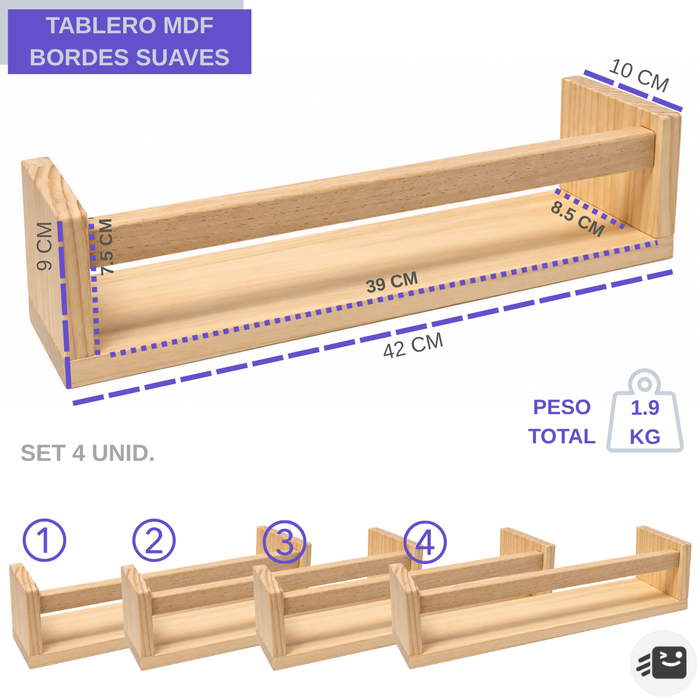 Repisas Flotantes Set 4 Tipo Madera Para Pared