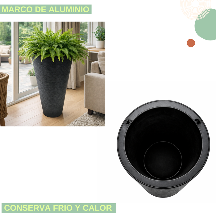 Macetero Plástico 46cm Grafiato Cónico Decorativo Grande Grafiato