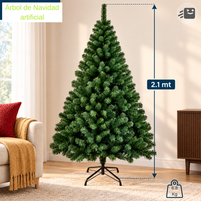 Árbol De Navidad Artificial Verde 210cm Plegable Pvc