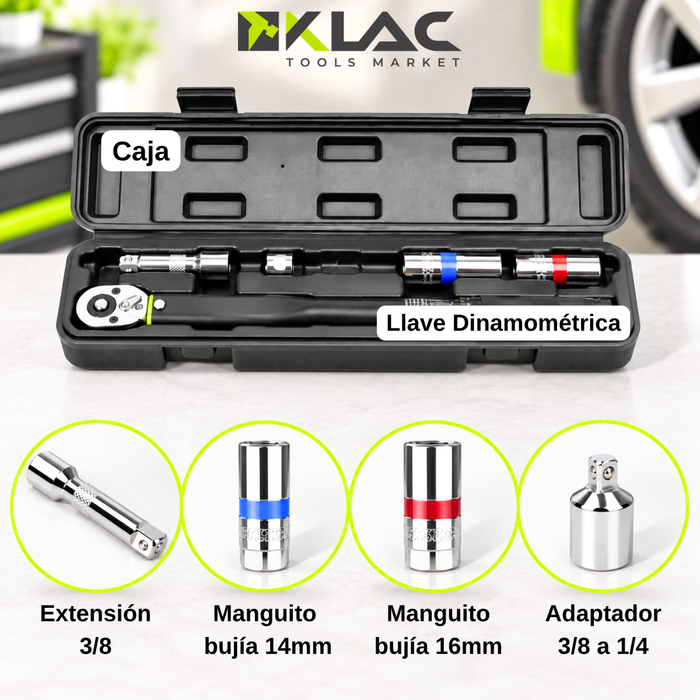 Llave Torque Torquímetro 3/8 Pulgada Dados Extensión 5- 70nm