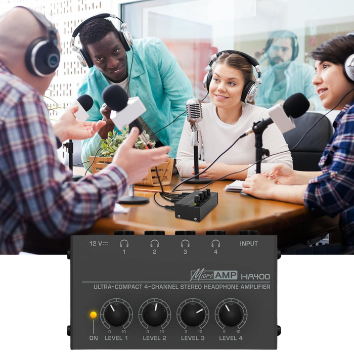 Amplificador Audífonos Compacto Ha400 De 4 Canales Negro 40 W