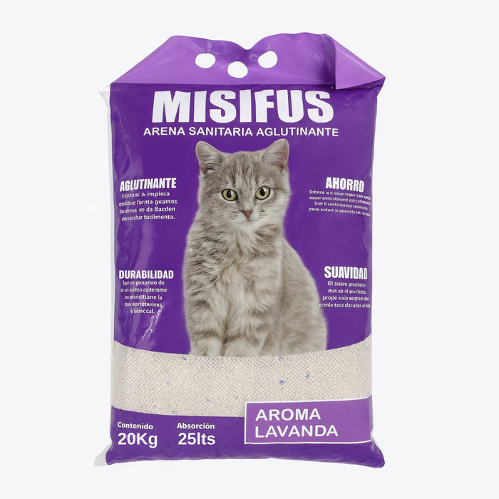 Arena Sanitaria Aglutinante Misifus 20kg Aroma Lavanda