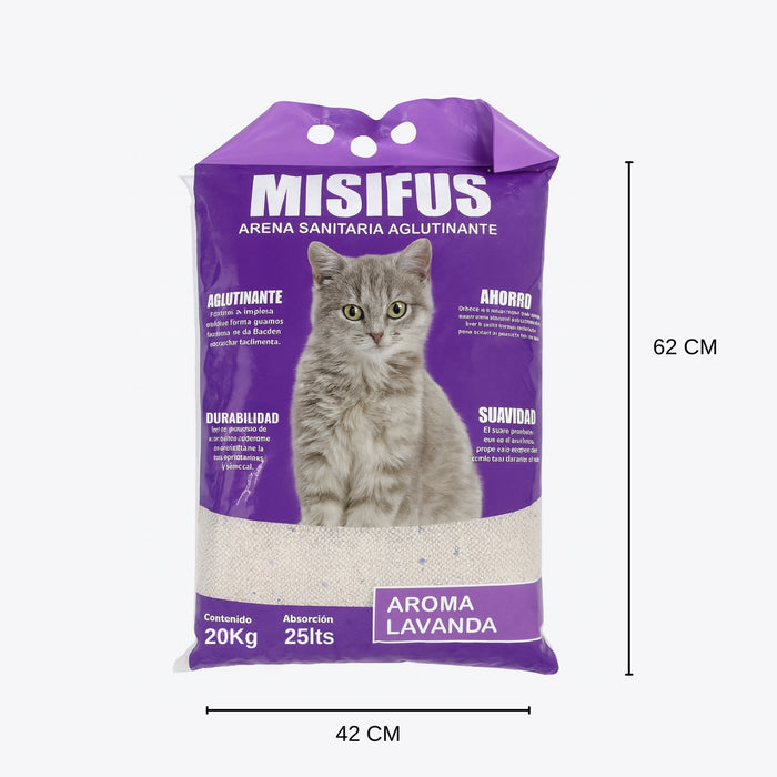 Arena Sanitaria Aglutinante Misifus 20kg Aroma Lavanda