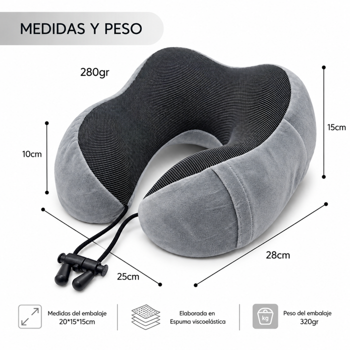 Almohada Viscoelastica Viaje Cuello Cojín Relajante Tapa Ojo