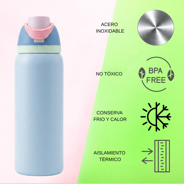 Botella De Agua 1000ml Termo Acero Inoxidable Térmico Lila
