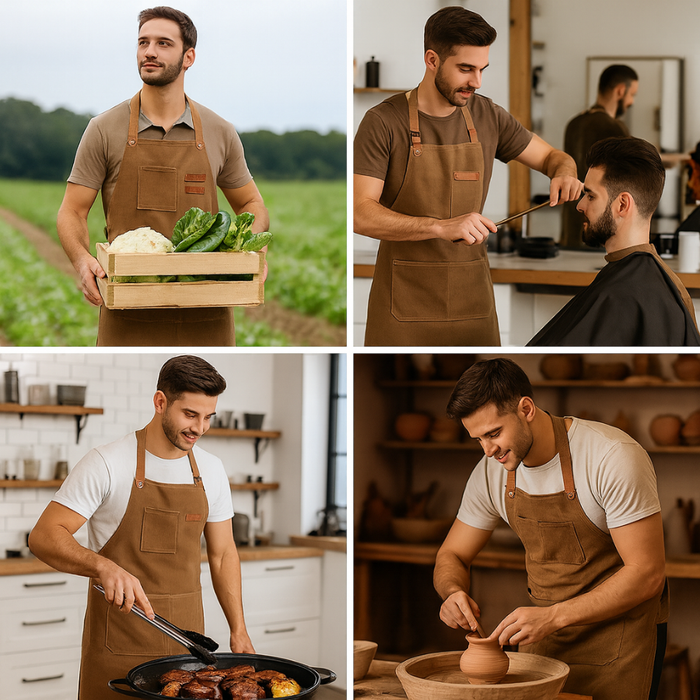 Pechera Delantal Cocina Barbacoa Parrilla Premium Peluquero Negro Batman Marrón