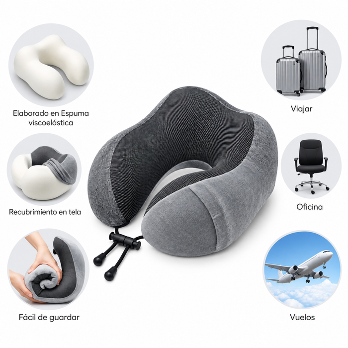 Almohada Viscoelastica Viaje Cuello Cojín Relajante Tapa Ojo