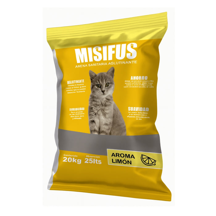 Arena Sanitaria Aglutinante Misifus 20kg Aroma Limón