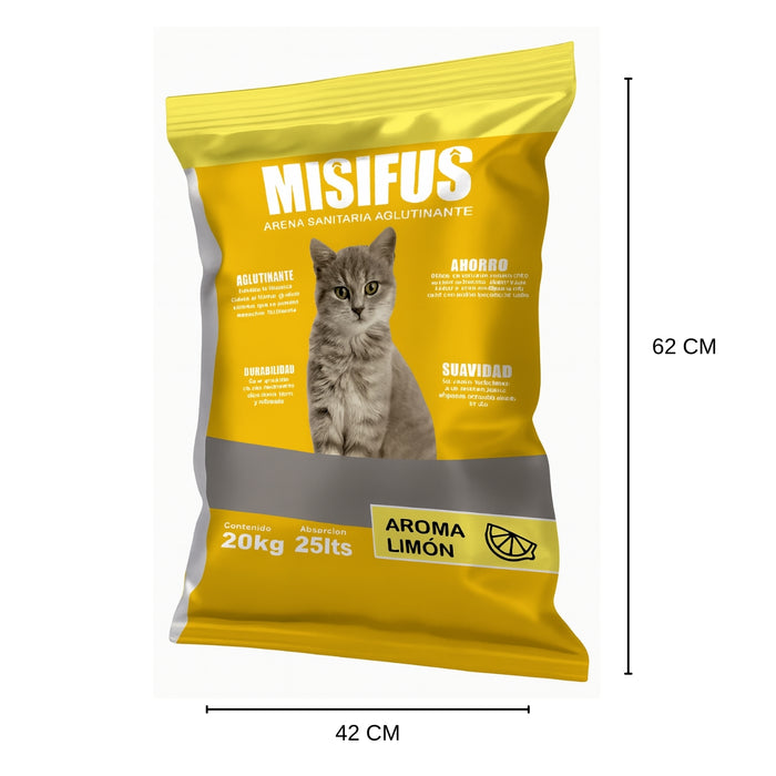 Arena Sanitaria Aglutinante Misifus 20kg Aroma Limón