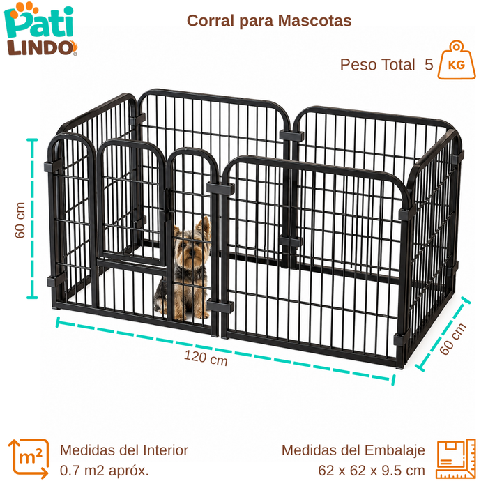 Corral Para Perros Metálico Jaula Mascotas 6 Paneles