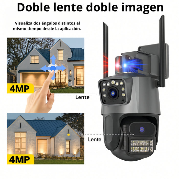 Cámara Domo Wifi Doble Lente Full Hd Con Alarma Seguimiento