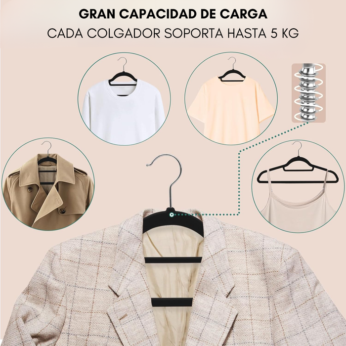 Colgadores De Ropa Ganchos Set 60u Terciopelo Antideslizante