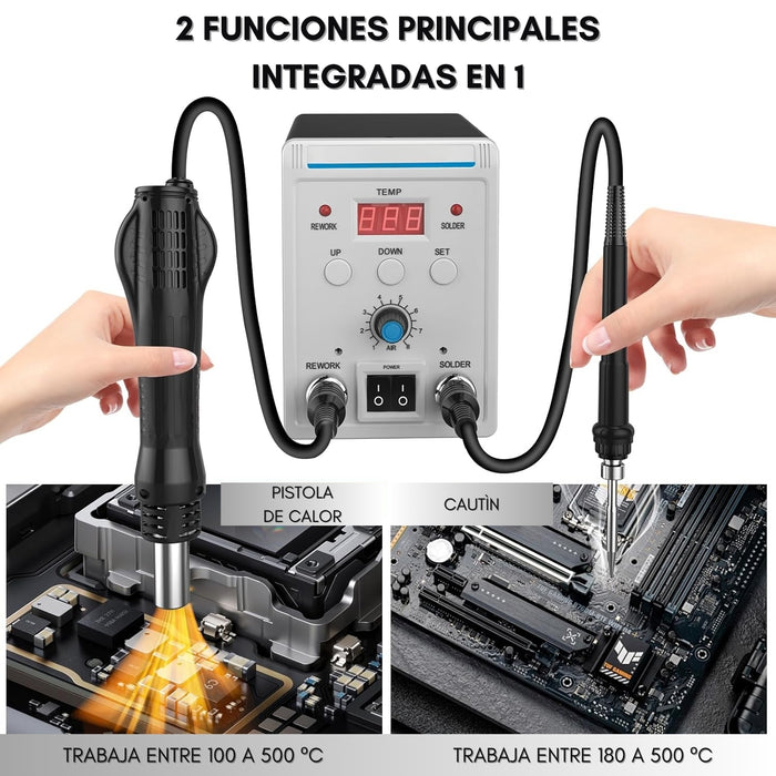 Estacion De Soldadura 700w Cautin Pistola De Aire Electrico