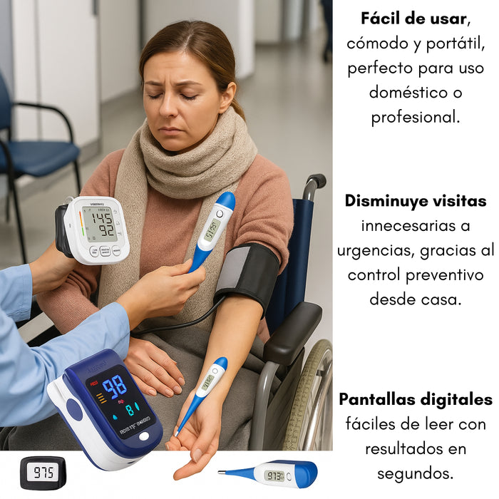 Kit Salud Toma Presion Brazo + Termómetro + Saturometro B