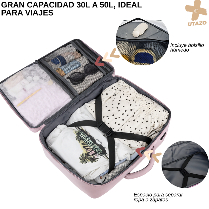 Mochila De Viaje Avión Con Usb Impermeable Laptop 15,6 35l Rosa Liso